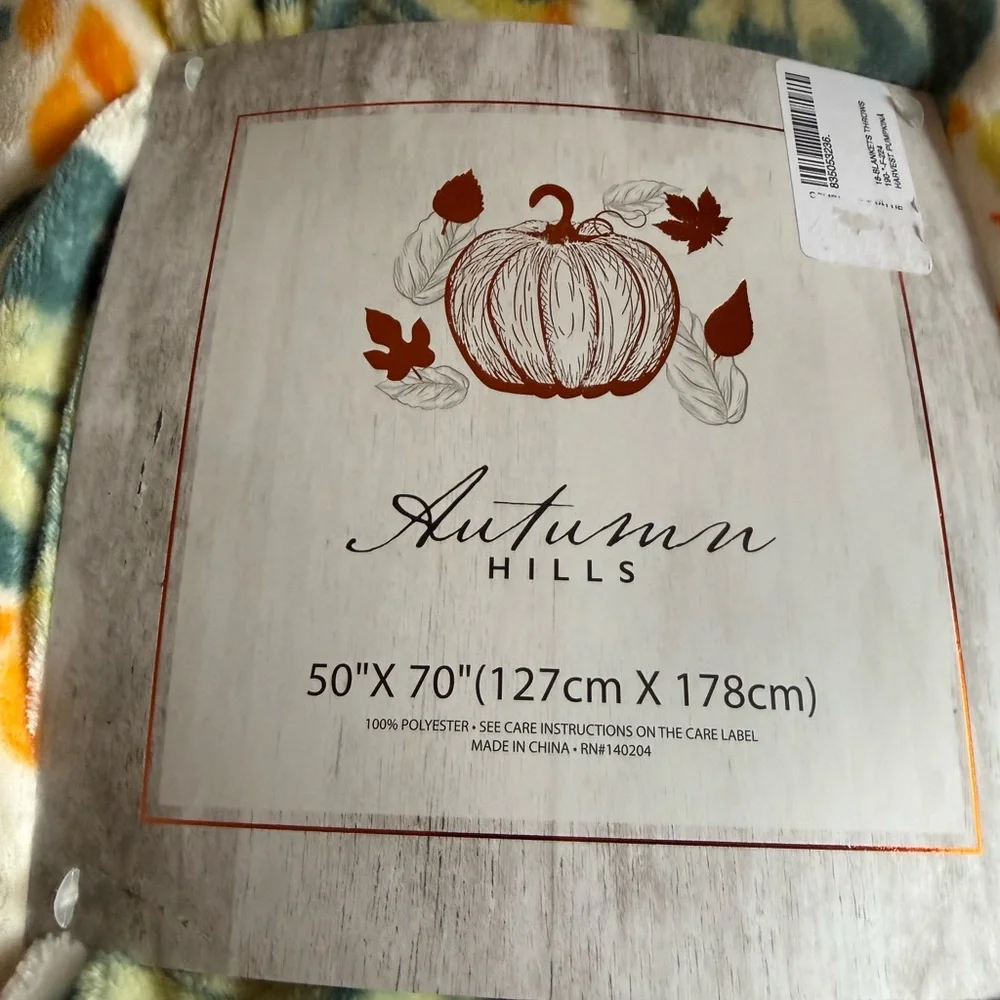 Autumn Hills Pumpkin Fleece Throw Blanket